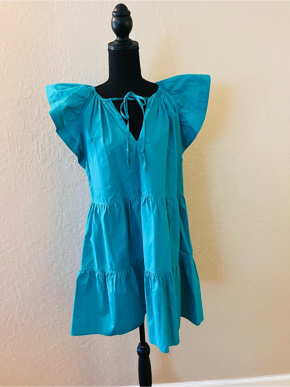 Women's Pinch Ruffle Sleeve Tie Detail Mini Dress